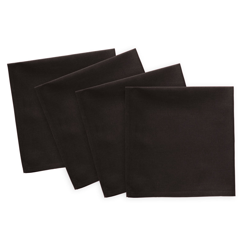 Dru Cotton Linen Dinner Napkins, Black