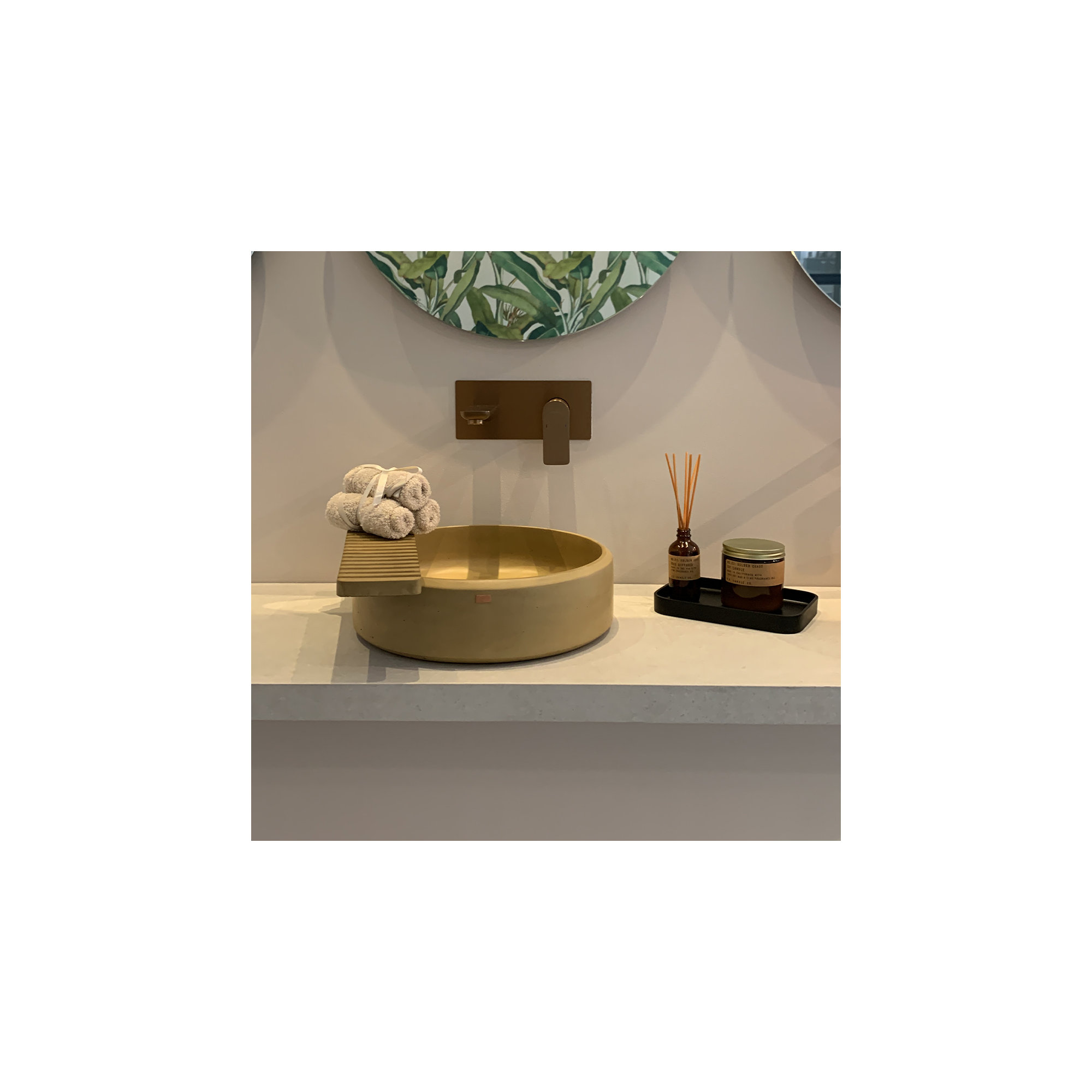 Ubud Concrete Handmade Bathroom Sink, Desert Brown