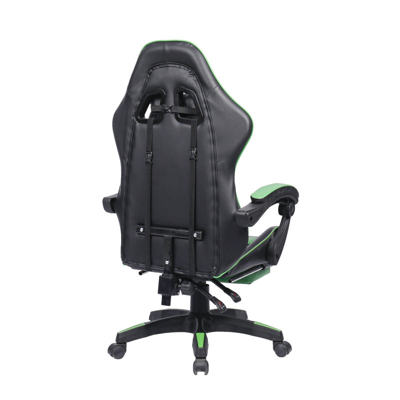 Racing Massage Computer Gaming Chair with Footrest, Green/Black