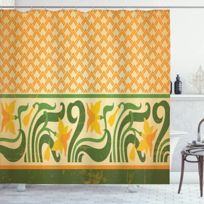 Art Nouveau Shower Curtain Set + Hooks -  Ambesonne, sc_59680_69x105