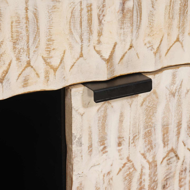Solid Wood Standard Accent Cabinet, Black/White Wash 