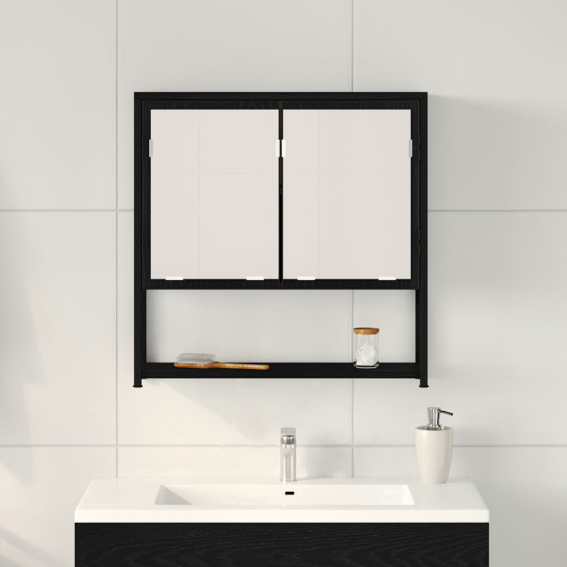 W H Medicine Cabinet Mirror, Black Oak