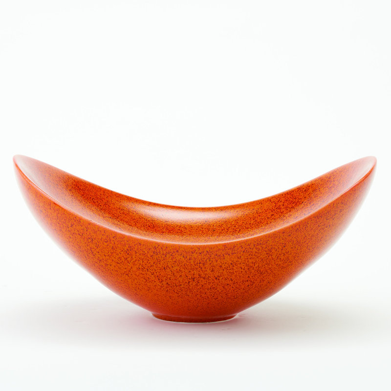 Bol décoratif contemporain en céramique oval, Orangé