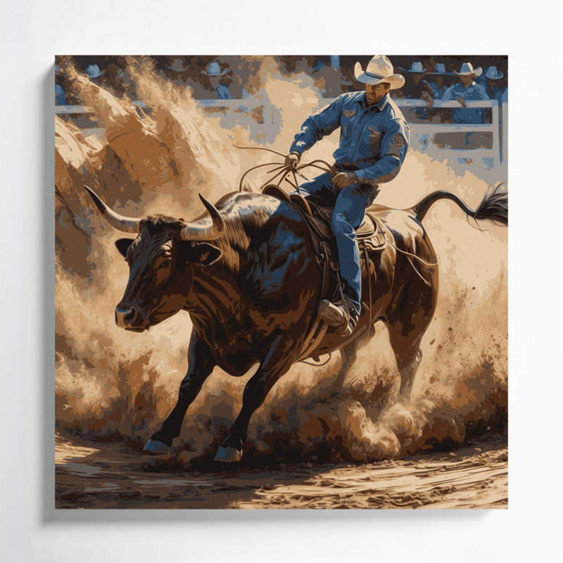 Art mural sur toile brun Sports Rodeo, H 12 po x l 12 po