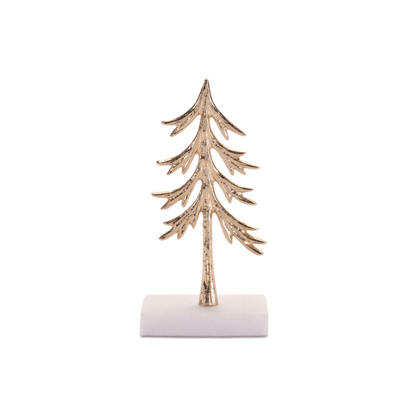 Modern Metal Tree Sculptures on Marble Base