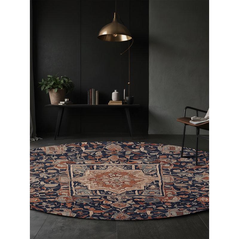 Machine Washable Brown Area Rug, Round 8'