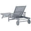 Chaise longue d'extérieur Kaye, bois d'acacia gris 79 po, polyester crème