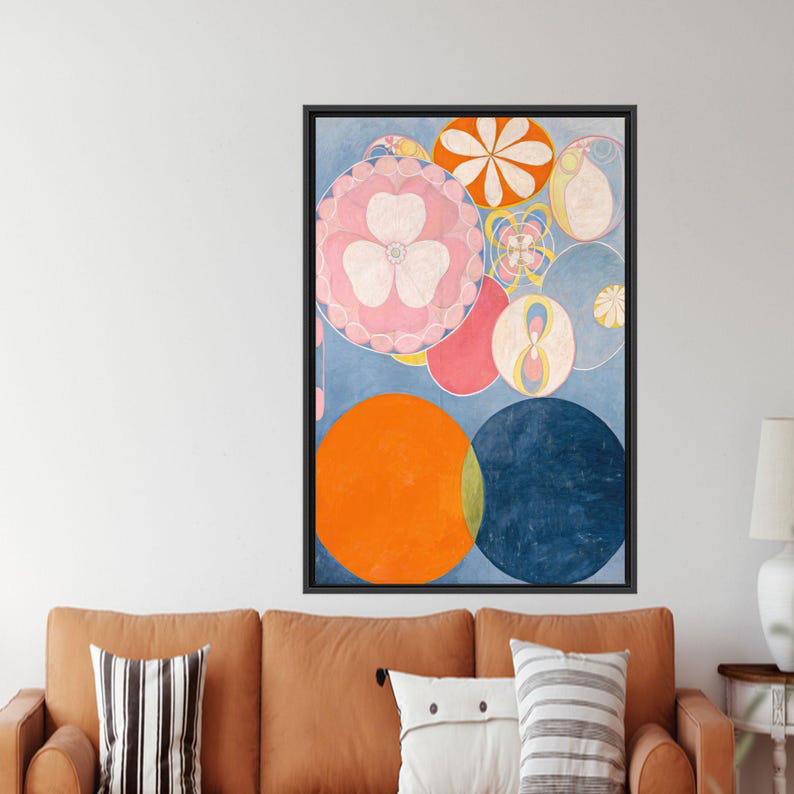 Reproduction d'art sur toile Hilma af Klint - Boho, H 94 po x l 41 po, Reproduction encadrée sans passe-partout, Noir