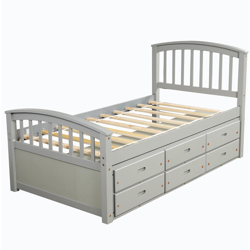 Lit plateforme simple avec rangement, gris