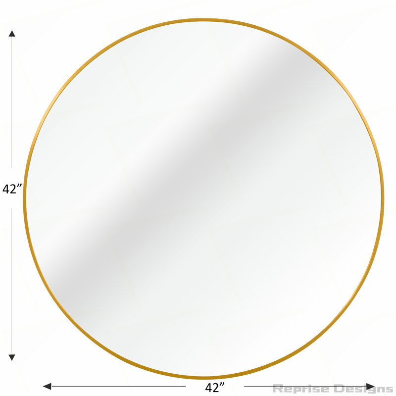 Miroir en métal, Doré, 42 po x 42 po, Rond