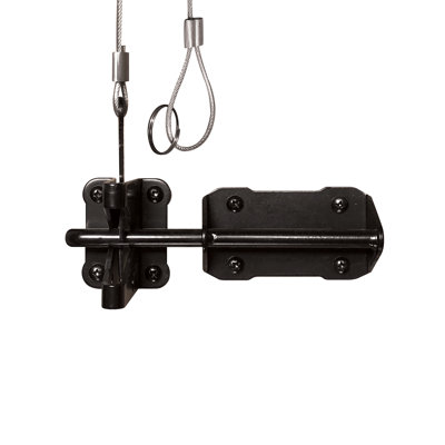 Heavy Duty Latch and Catch with Cable & Ring | Black Galvanized Steel