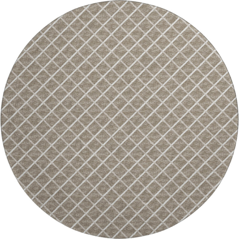 Premium Machine Washable Uran AMF140 Taupe Rug, Round 8'