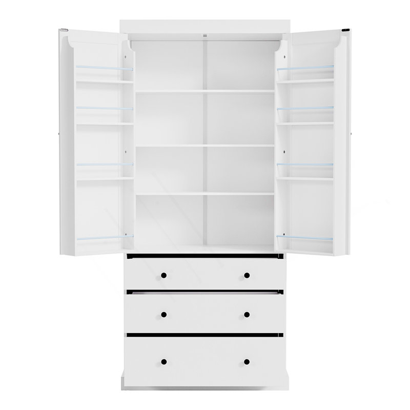 Garde-manger de style campagnard, grande armoire autoportante avec tablettes réglables et plusieurs options de rangement pour une organisation efficace