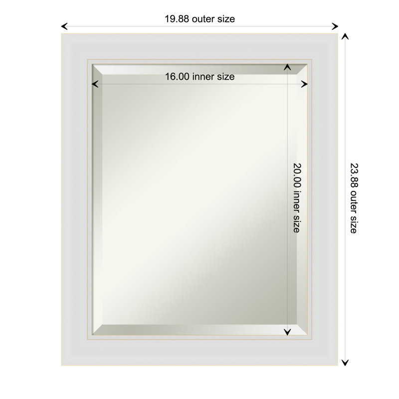 Flat Wall Mirror, White, 24" x 20"