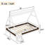 Lit plateforme en bois massif avec escalier, structure de lit double à profil bas avec conception de maison-543918181-543918178