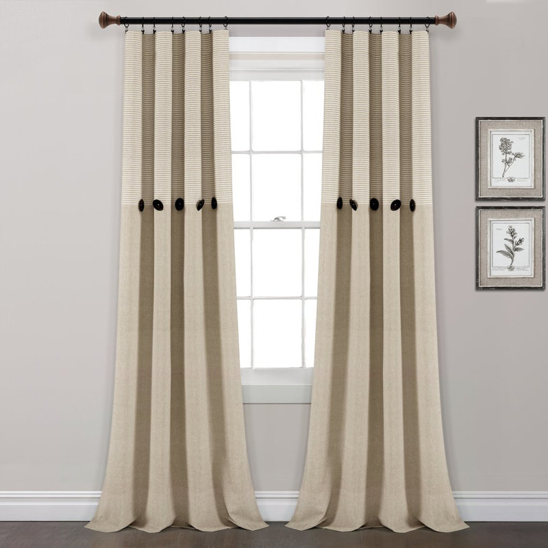 Andreca Cotton Semi Sheer Curtain Pair, Beige, 40" W x 84" L