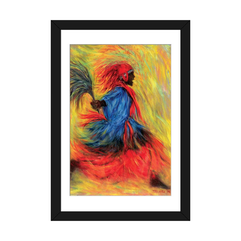 «The Dancer», reproduction sur toile, H 24 po x l 16 po x P 1 po, Papier avec cadre noir, Blanc