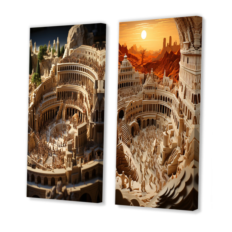 " Old Arena Stadiums " 2 - Pieces, Wrapped Canvas, 20" H x 24" W