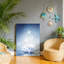«Blue Waterlily Blue», art mural en bois à l'arrière avec cadre en bois 20 x 30 po