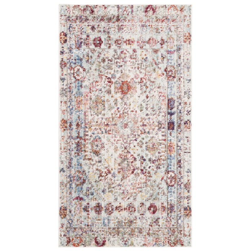Tapis oriental gris / rouge Porthleven, Rectangle 2 pi 3 po x 4 pi
