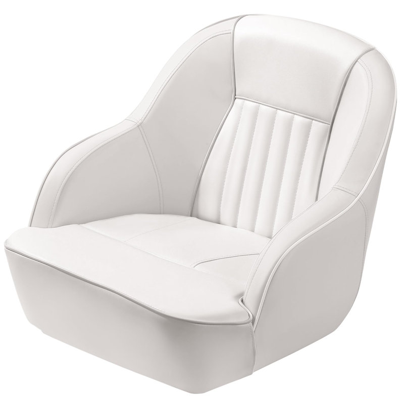 Fauteuil capitaine de bateau passepoil avec dossier ergonomique et mousse de compression épaisse, Blanc