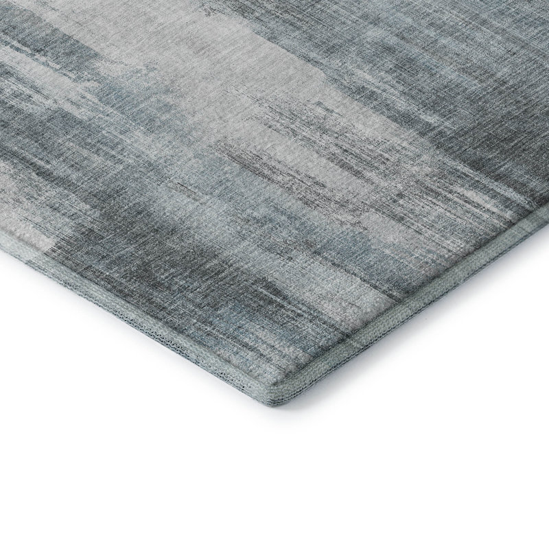 Tapis bleu sarcelle de qualité supérieure lavable à la machine Cerrito AMF567, Rectangle 3' x 5'