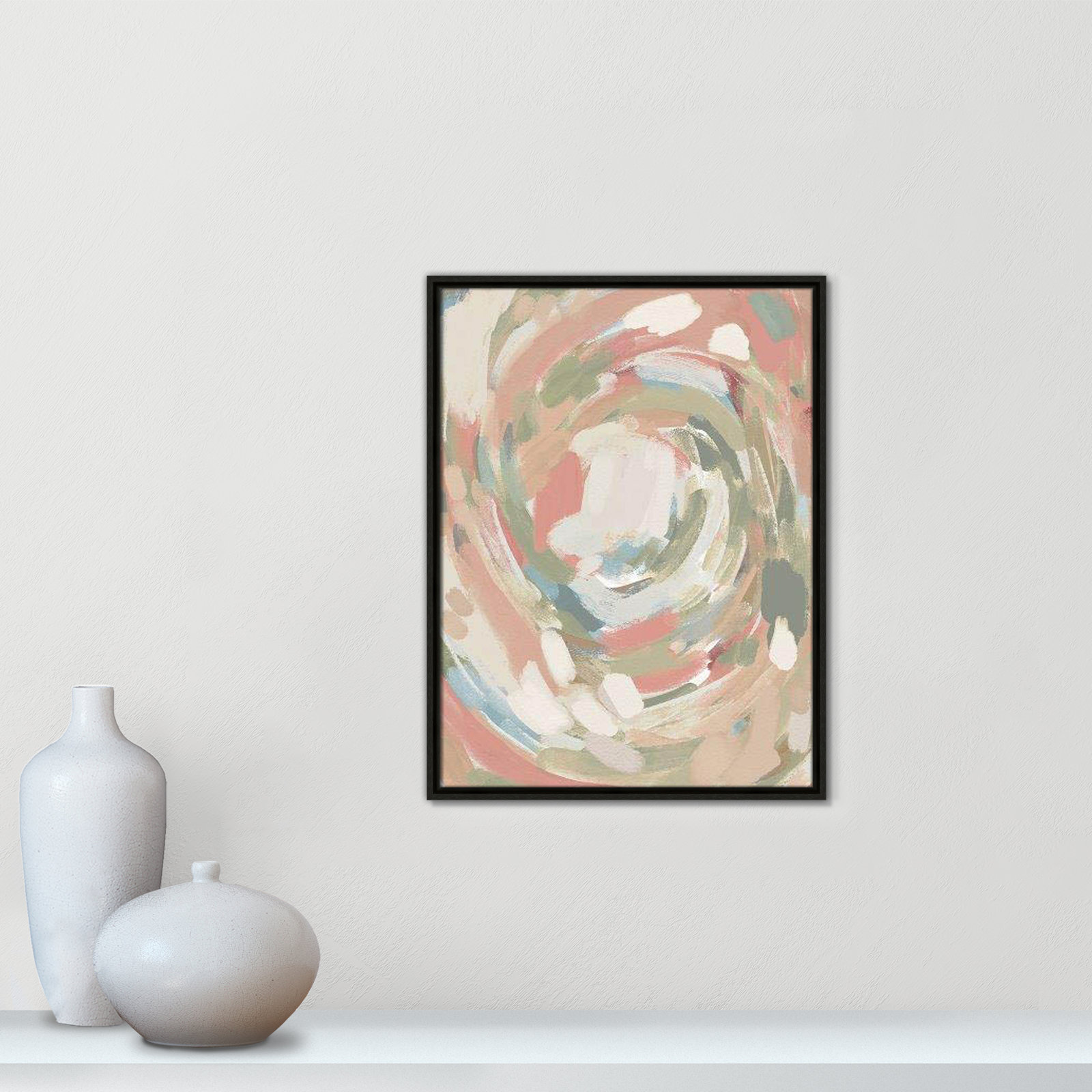Carmelo Abstract Energy Spring Colors Framed On Canvas by Leah Straatsma Print, Espresso, 25.5" H x 19.5" W x 2" D