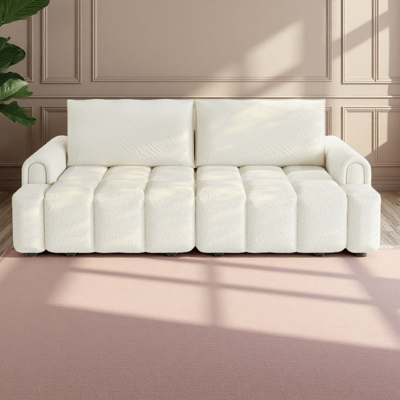 Canapé-lit 90,2 po 4 places en tissu Teddy, Beige