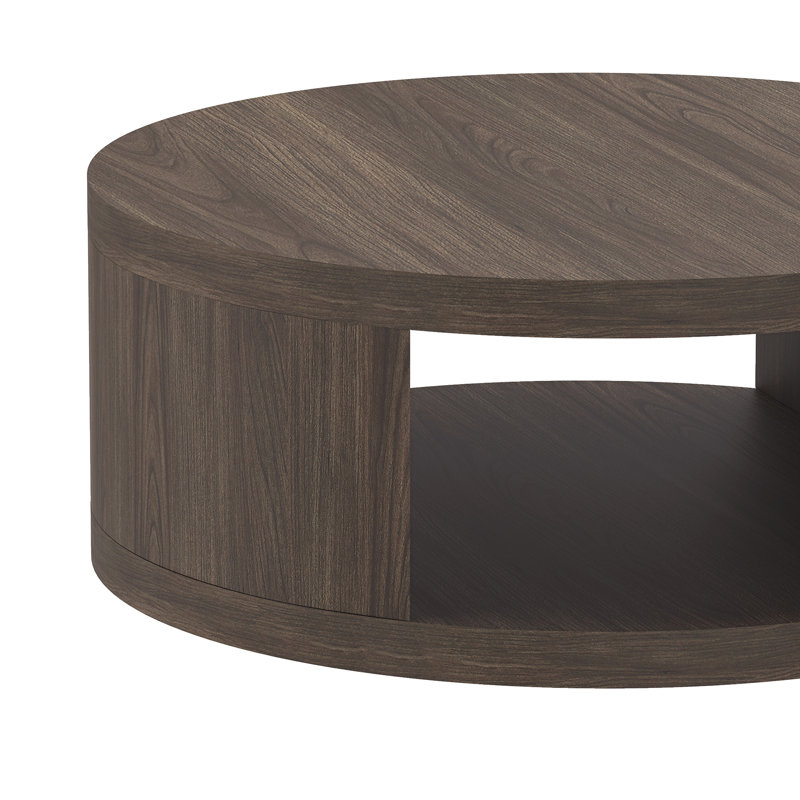 Alure 36" Contemporary Round Coffee Table in Walnut, Walnut