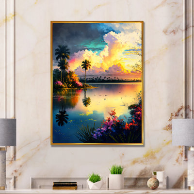 «Winstead Beautiful Sunset over a Tropical Lake IV», reproduction sur toile