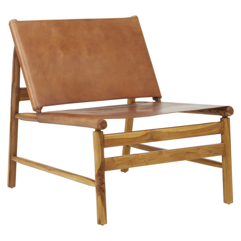 Natalie Upholstered Slipper Chair, Brown, Natural