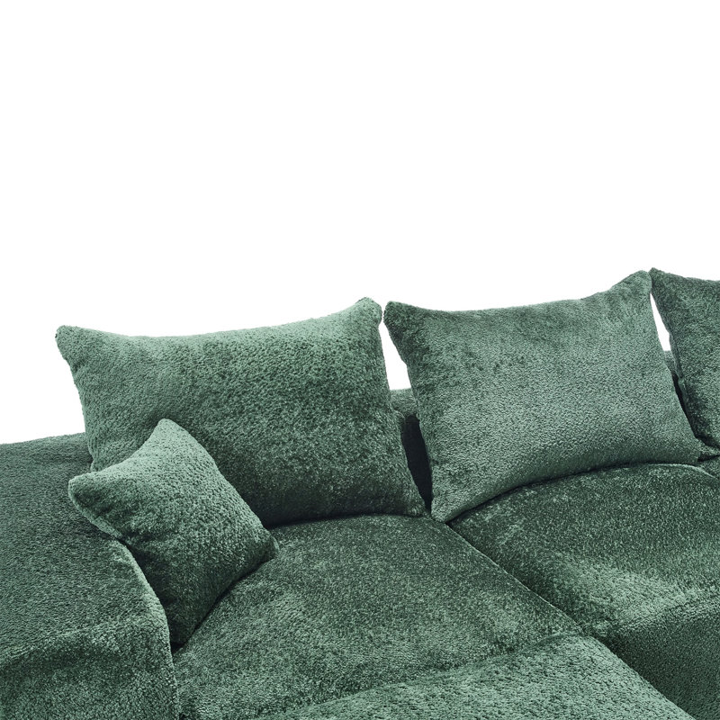 Boneless Upholstered Sofa, Indoor Couch For Home, Emerald Chenille
