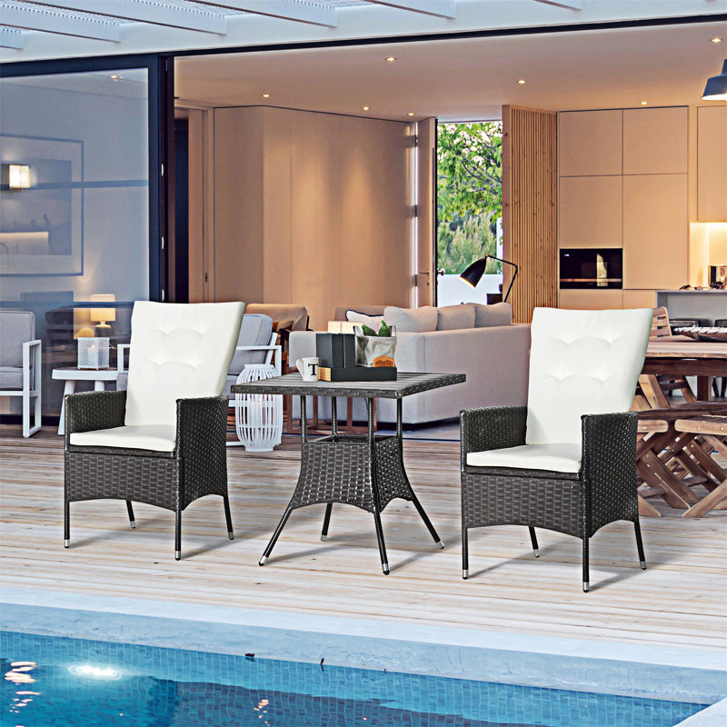 3 Piece Outdoor PE Wicker Conversation Set