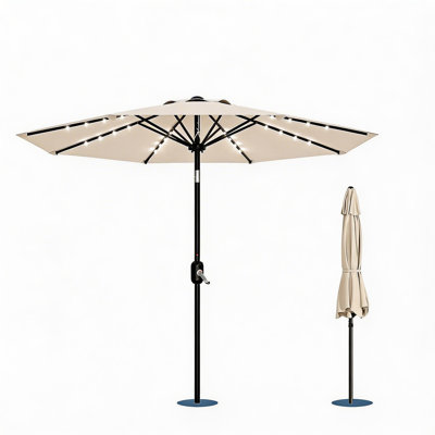 Parasol de patio 10 pi, 8 baleines robustes, avec lumières