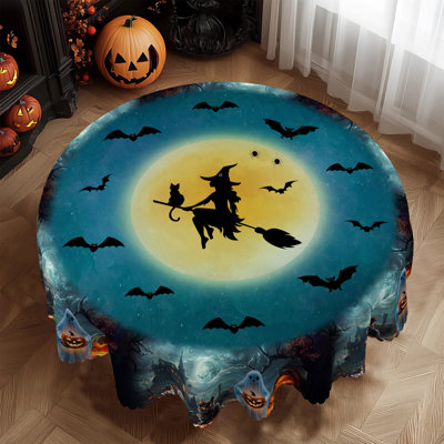 Nappe imprimée sur le thème de l'Halloween 1pc, nappe ronde / rectangulaire Jour des Morts, décoration de table de salle à manger, décoration de salle à manger de fête intérieure, cadeau de fournitures de cuisine des Fêtes