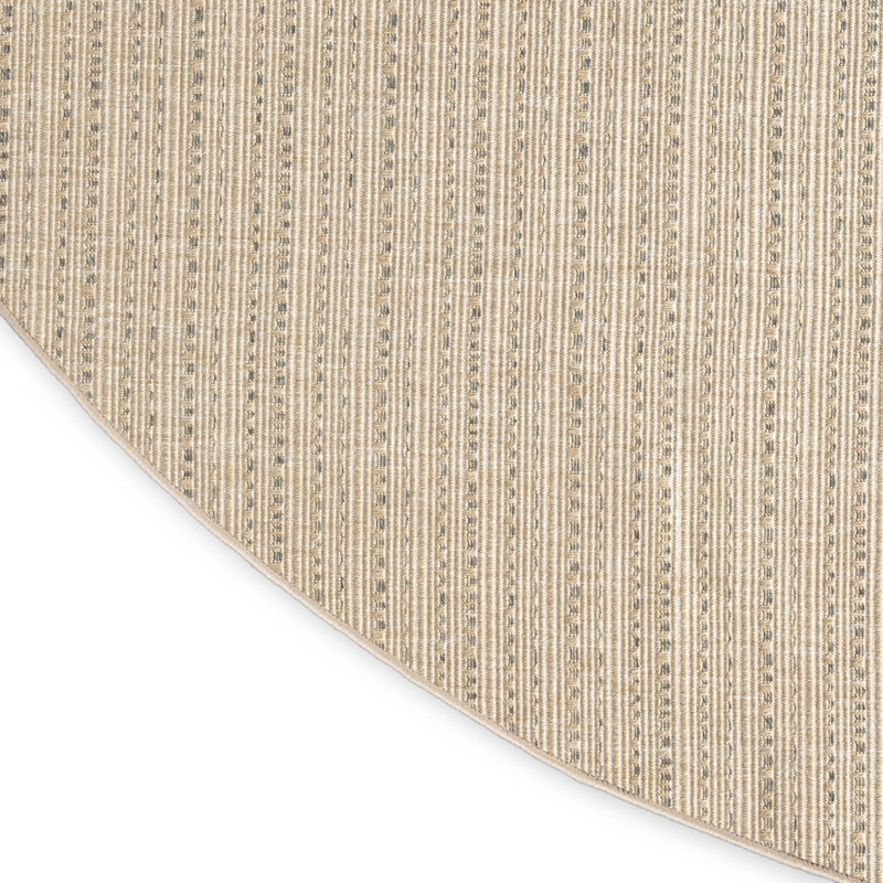 Tulum Striped Indoor/Outdoor Area Rug, Round 8', Tan