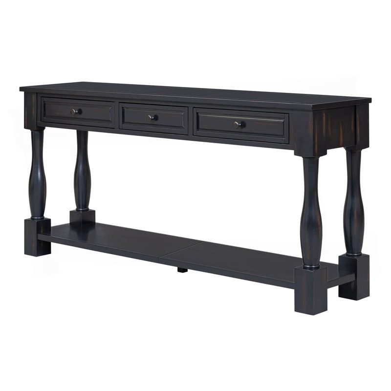 Console de 160 cm de long avec tiroirs et tablette pour entrée, couloir, salon (Espresso), Espresso