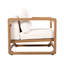 Méridienne d'extérieur, fauteuil club en bois d'acacia, siège surdimensionné avec ensemble de coussins blancs