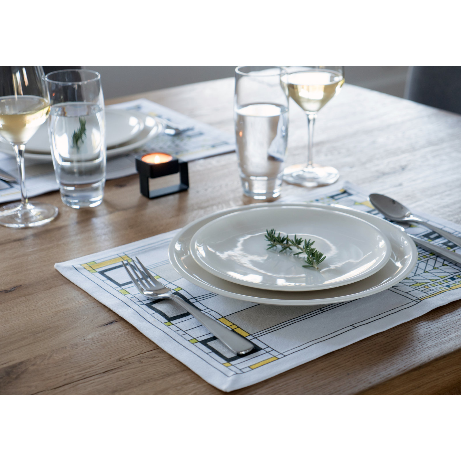 Tree of Life Cotton Placemat, Yellow/Black