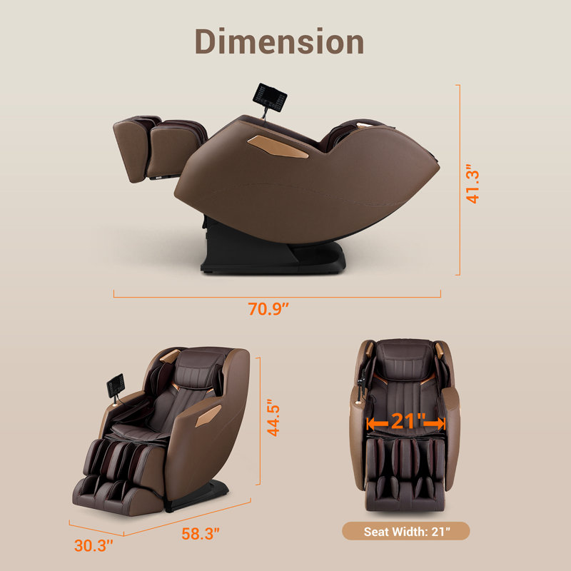 Fauteuil de massage 3D corps entier avec chaleur, assemblage complet, massage Zero Gravity, recling 170 °, flex-rail SL, massage des pieds anti-pincement avec tige à ressort, Bluetooth