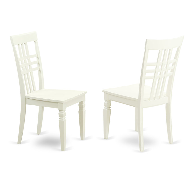 2 Kitchen Dining Chairs - Stylish Back Solid Wood Seat Chairs, Set of 2, Linen White, Linen White