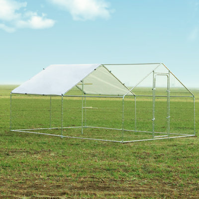 Alena Mental Chicken Run Coop, Walk-In Poultry Cage with Waterproof & Anti-UV Cover and Perch