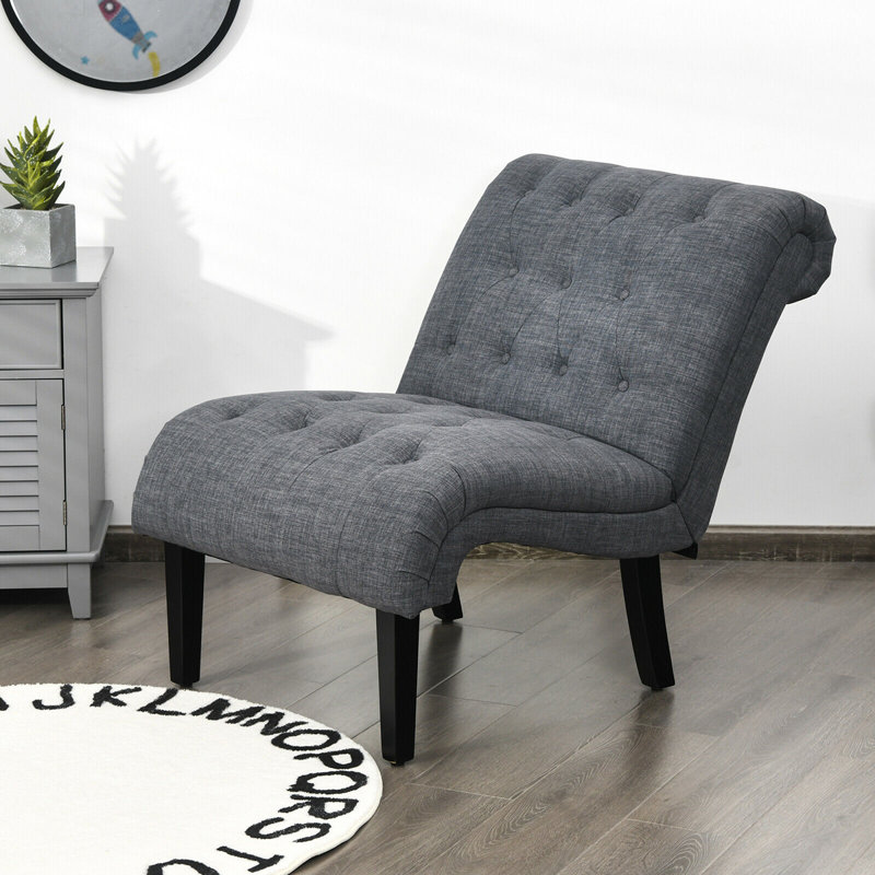 Chaise d'appoint rembourrée Abiha Canora Grey, Coton gris foncé