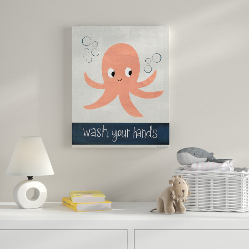Art de pieuvre Burkett Wash Your Hands, Toile tendue, H 20 po x l 16 po x P 1,5 po