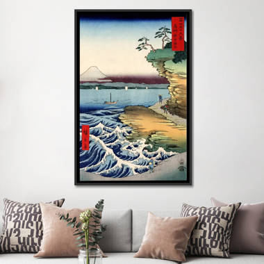 The Coast at HOTA in Awa Province, 1858' by Utagawa Hiroshige Graphic Art on Canvas World Menagerie Format: Black Framed Canvas, Size: 26 H x 18 W