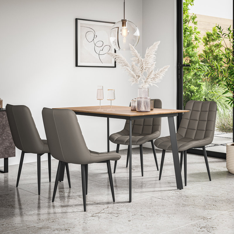 Danyll 6 - Person Dining Set, Oak/Black/Grey
