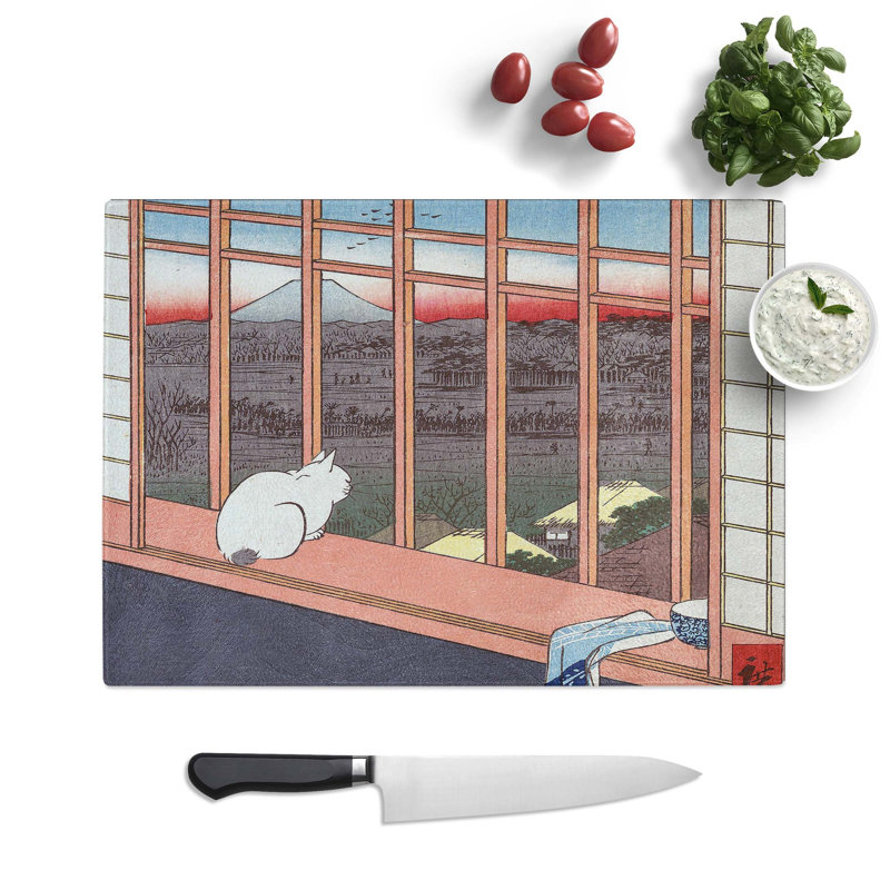 Tempered Glass Cat at the Window Chopping Board, 28.5 cm W x 20 cm L