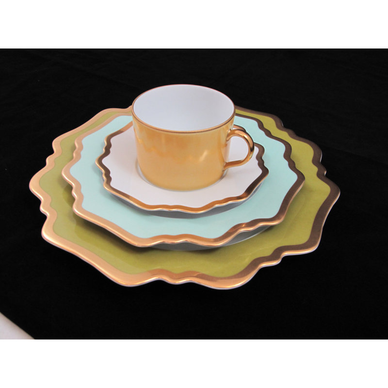 Annas Palette 6" Tea Saucer, White/Gold