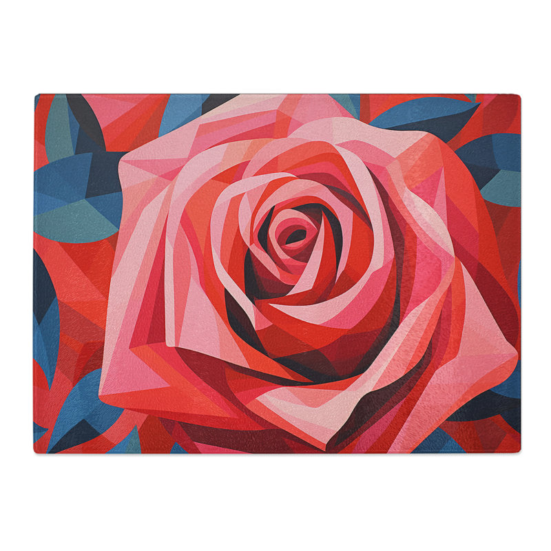 Rose Op Art  Glass Chopping Board