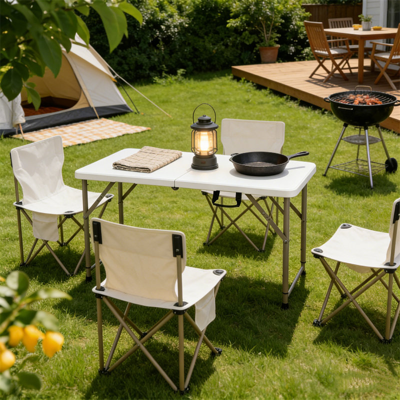 4 FT Height Adjustable Plastic Folding Camping Table